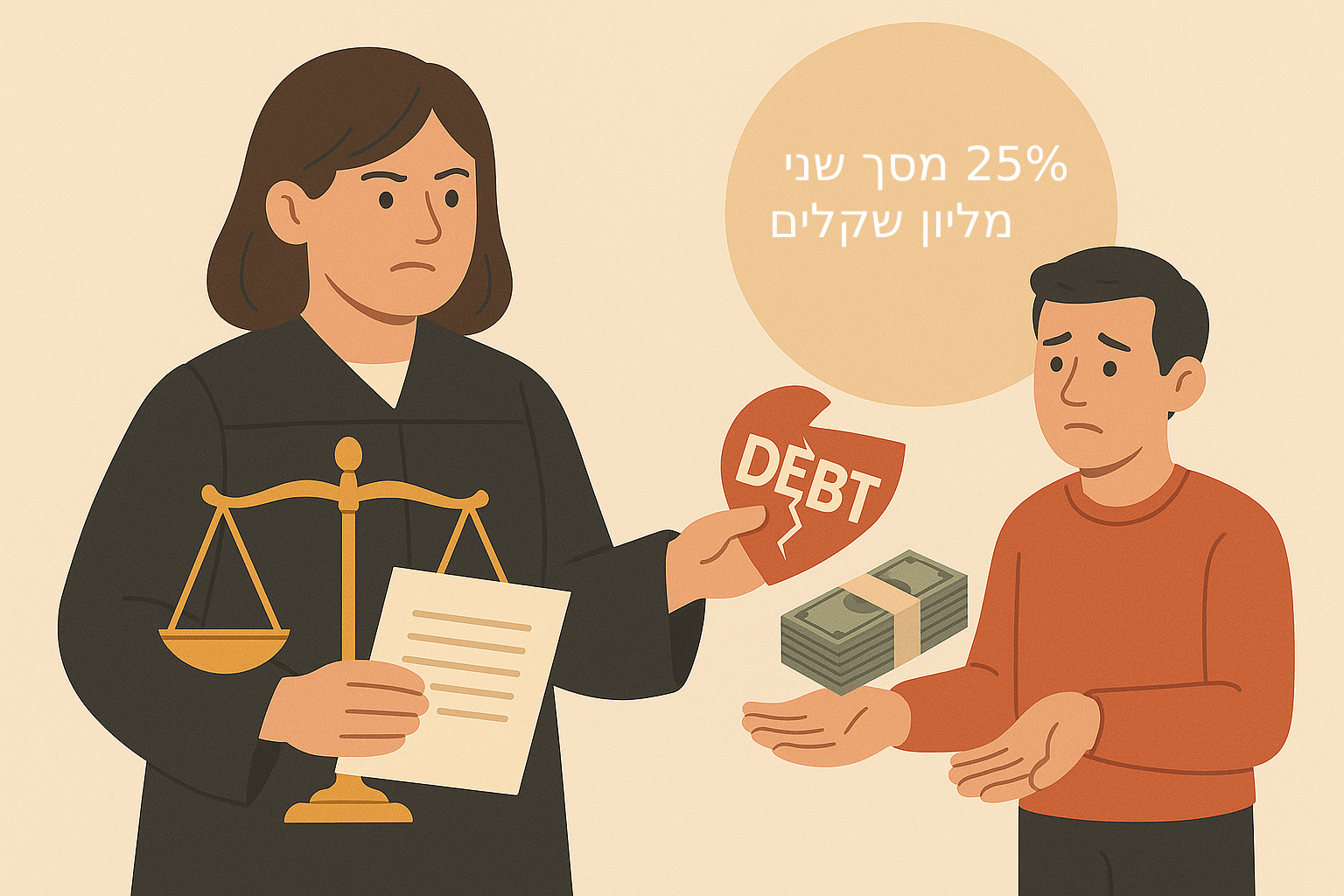 חייב ישלם רק רבע מחוב של שני מליון שח